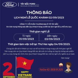 THÔNG BÁO LỊCH NGHỈ LỄ QUỐC KHÁNH 02/09/2023